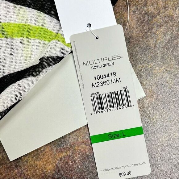 NWT Multiples Going Green Sheer Open Front Zebra Cardigan Large - Picture 11 of 12